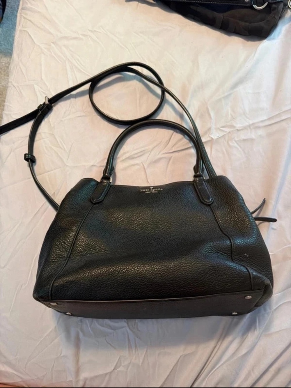 kate spade Black Pebbled Leather Satchel with Crossbody Strap